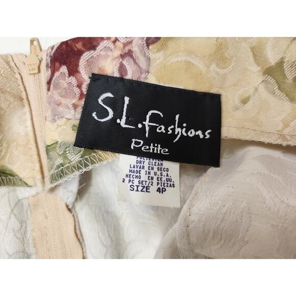 Vintage 1990's Tapestry Sheath Dress Peplum Blazer Suit Set Floral Garden Party - Picture 10 of 10